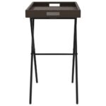 Table à plateau pliable marron 65x40x75 cm résine tressée – Image 4