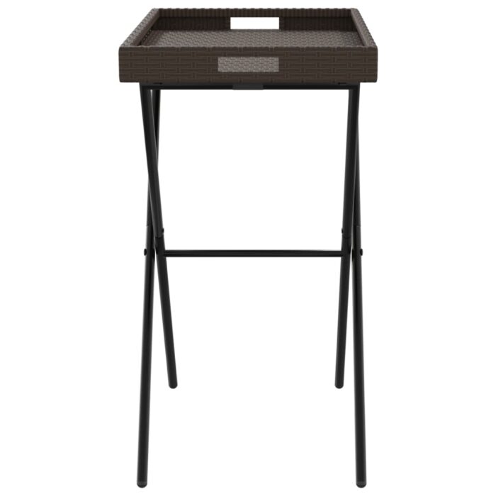 Table à plateau pliable marron 65x40x75 cm résine tressée – Image 4