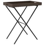 Table à plateau pliable marron 65x40x75 cm résine tressée – Image 5