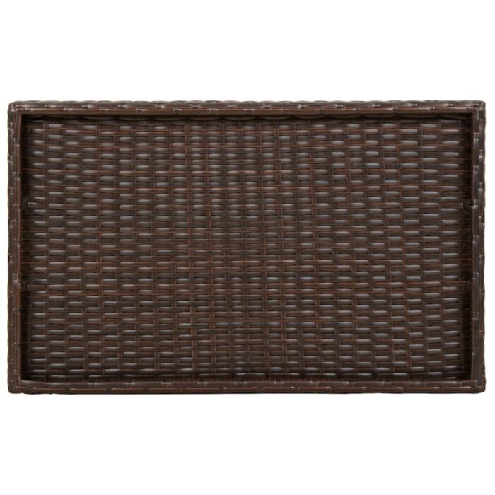 Table à plateau pliable marron 65x40x75 cm résine tressée – Image 6