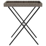 Table à plateau pliable gris 65x40x75 cm résine tressée – Image 3
