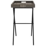 Table à plateau pliable gris 65x40x75 cm résine tressée – Image 4