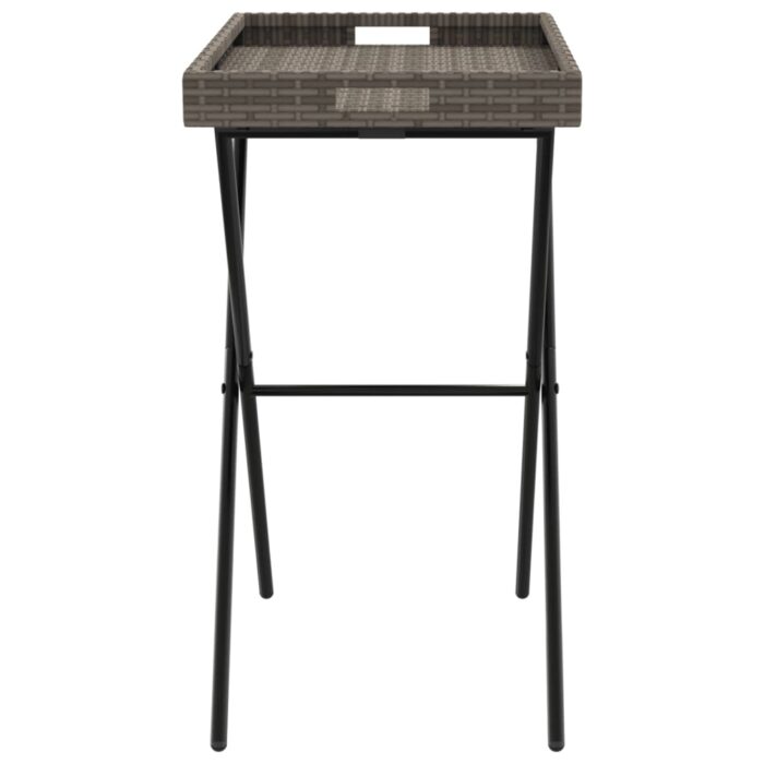 Table à plateau pliable gris 65x40x75 cm résine tressée – Image 4