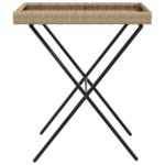 Table à plateau pliable beige 65x40x75 cm résine tressée – Image 3
