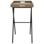 Table à plateau pliable beige 65x40x75 cm résine tressée – Image 4