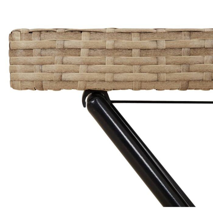 Table à plateau pliable beige 65x40x75 cm résine tressée – Image 7