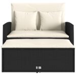 Canapé de jardin avec coussins 2 places noir résine tressée – Image 4