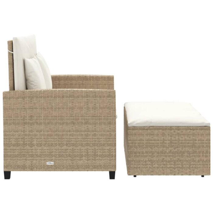 Canapé de jardin avec coussins 2 places beige résine tressée – Image 5