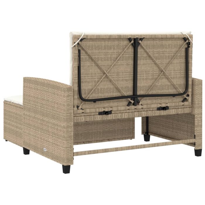 Canapé de jardin avec coussins 2 places beige résine tressée – Image 6