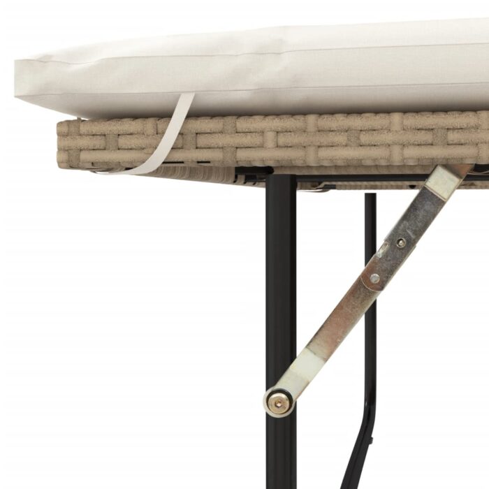 Canapé de jardin avec coussins 2 places beige résine tressée – Image 8