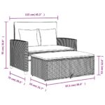 Canapé de jardin avec coussins 2 places beige résine tressée – Image 10