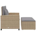 Canapé de jardin avec coussins 2 places beige résine tressée – Image 5