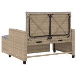Canapé de jardin avec coussins 2 places beige résine tressée – Image 6