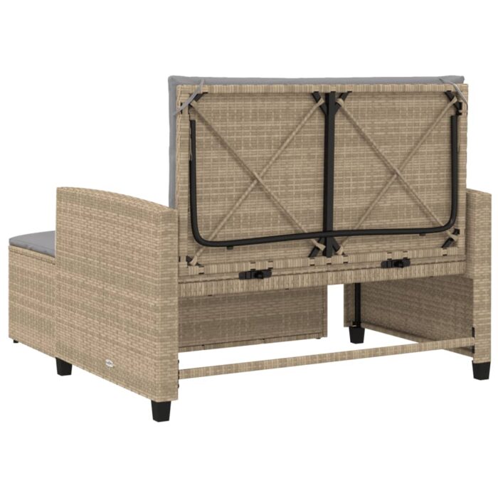 Canapé de jardin avec coussins 2 places beige résine tressée – Image 6