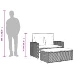 Canapé de jardin avec coussins 2 places beige résine tressée – Image 9