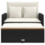 Canapé de jardin 2 places coussins noir résine tressée&acacia – Image 4