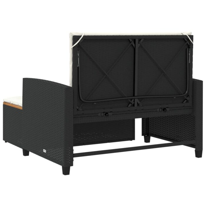 Canapé de jardin 2 places coussins noir résine tressée&acacia – Image 6