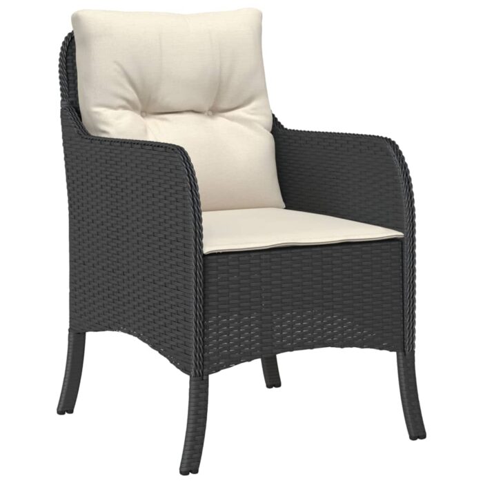 Chaises de jardin avec coussins lot de 2 noir résine tressée – Image 2