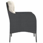 Chaises de jardin avec coussins lot de 2 noir résine tressée – Image 4