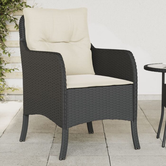 Chaises de jardin avec coussins lot de 2 noir résine tressée – Image 1