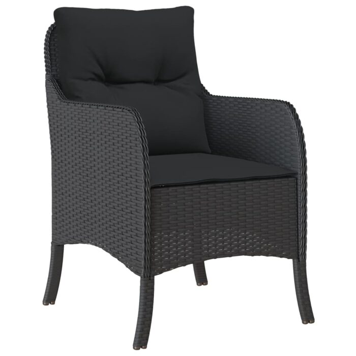 Chaises de jardin avec coussins lot de 2 noir résine tressée – Image 2
