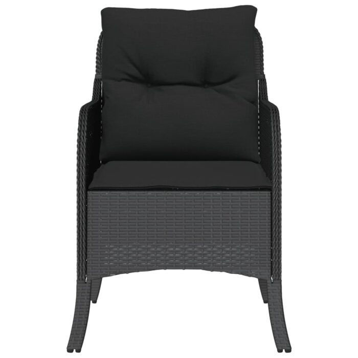 Chaises de jardin avec coussins lot de 2 noir résine tressée – Image 3