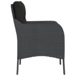 Chaises de jardin avec coussins lot de 2 noir résine tressée – Image 4