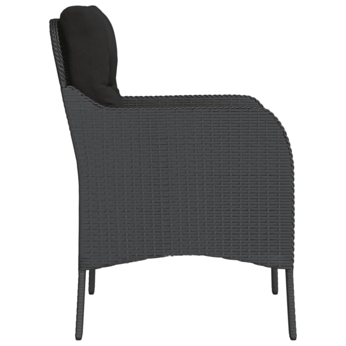 Chaises de jardin avec coussins lot de 2 noir résine tressée – Image 4