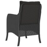 Chaises de jardin avec coussins lot de 2 noir résine tressée – Image 5