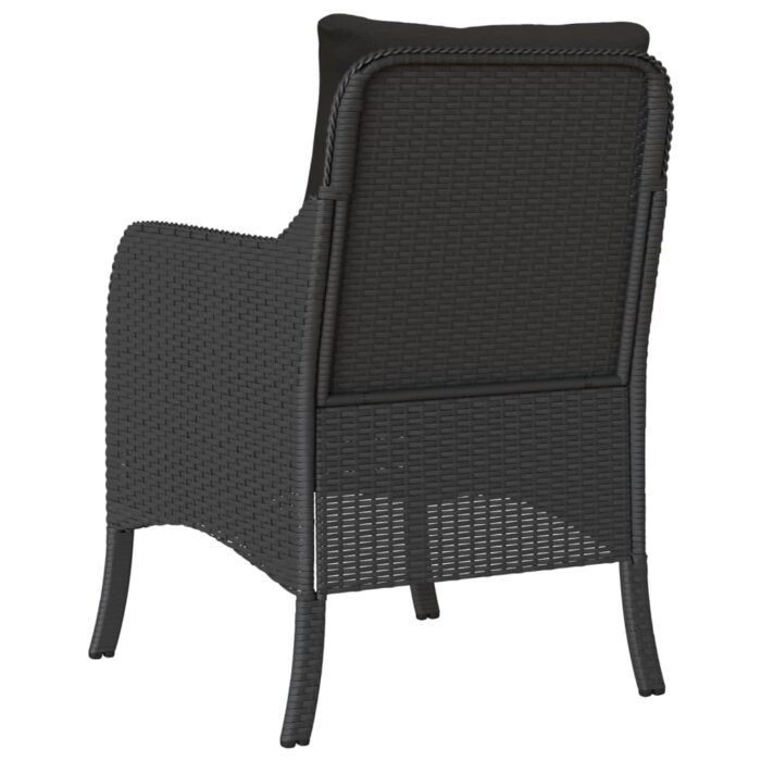 Chaises de jardin avec coussins lot de 2 noir résine tressée – Image 5
