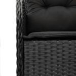 Chaises de jardin avec coussins lot de 2 noir résine tressée – Image 6