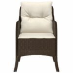 Chaises de jardin avec coussins lot de 2 marron résine tressée – Image 3