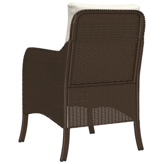 Chaises de jardin avec coussins lot de 2 marron résine tressée – Image 5