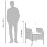 Chaises de jardin avec coussins lot de 2 marron résine tressée – Image 7