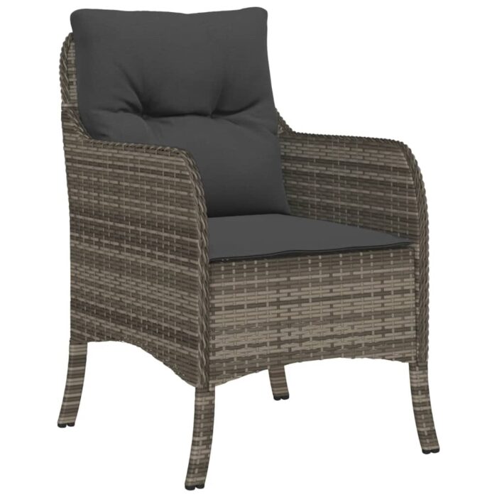 Chaises de jardin avec coussins lot de 2 gris résine tressée – Image 2