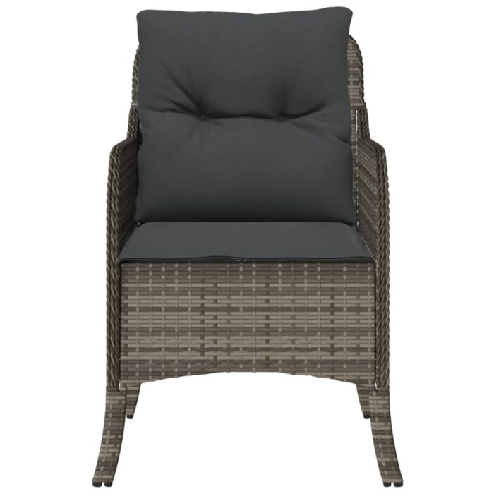 Chaises de jardin avec coussins lot de 2 gris résine tressée – Image 3