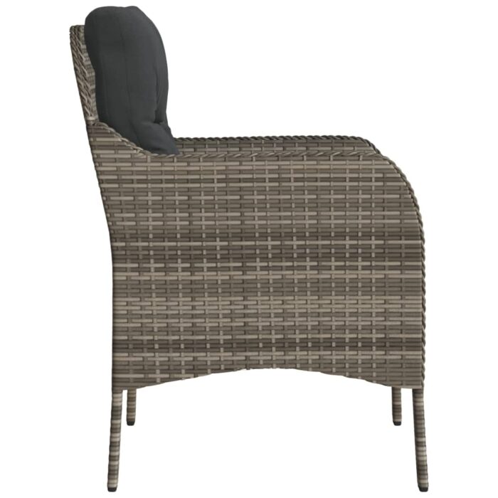 Chaises de jardin avec coussins lot de 2 gris résine tressée – Image 4