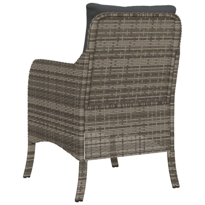 Chaises de jardin avec coussins lot de 2 gris résine tressée – Image 5