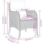 Chaises de jardin avec coussins lot de 2 gris résine tressée – Image 8