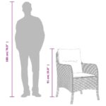 Chaises de jardin coussins lot de 2 gris clair résine tressée – Image 7