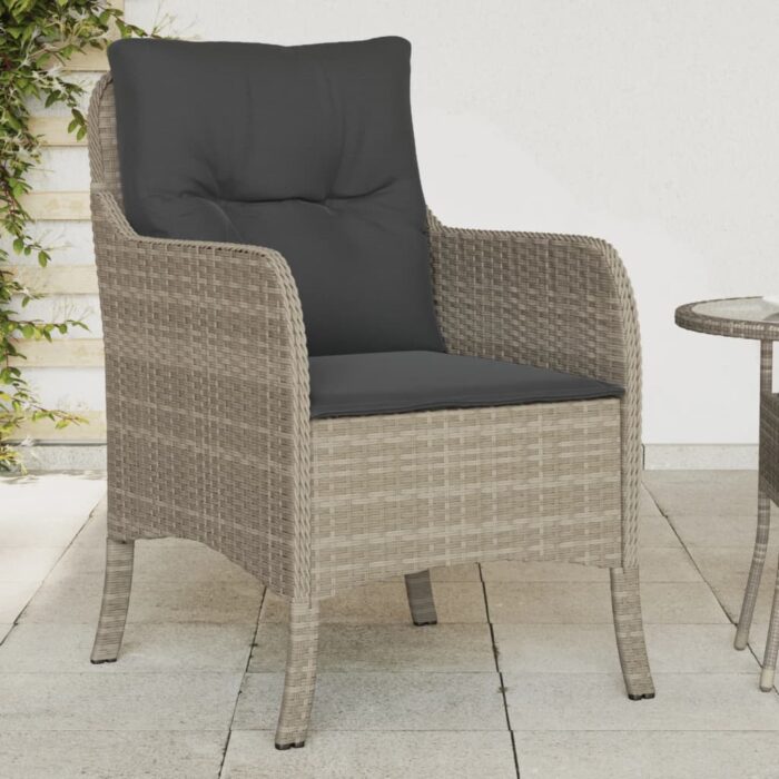 Chaises de jardin coussins lot de 2 gris clair résine tressée – Image 1