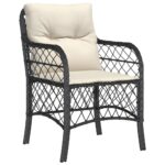 Chaises de jardin avec coussins lot de 2 noir résine tressée – Image 2