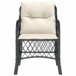 Chaises de jardin avec coussins lot de 2 noir résine tressée – Image 3