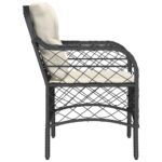 Chaises de jardin avec coussins lot de 2 noir résine tressée – Image 4