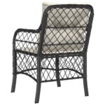 Chaises de jardin avec coussins lot de 2 noir résine tressée – Image 5