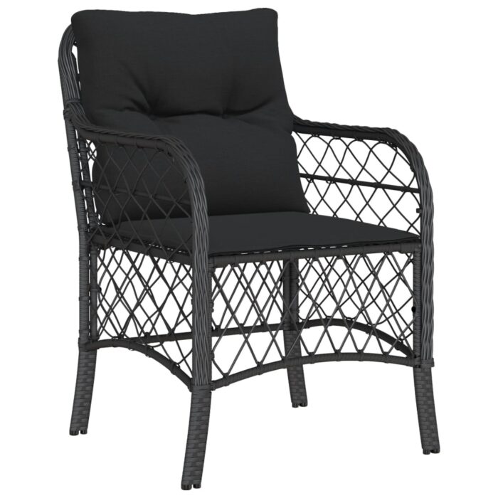 Chaises de jardin avec coussins lot de 2 noir résine tressée – Image 2