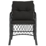 Chaises de jardin avec coussins lot de 2 noir résine tressée – Image 3