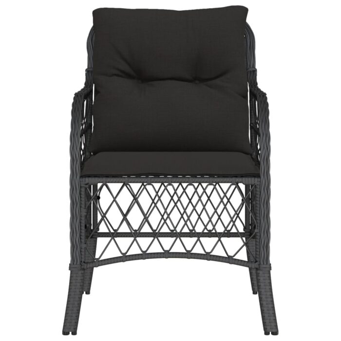 Chaises de jardin avec coussins lot de 2 noir résine tressée – Image 3