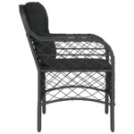 Chaises de jardin avec coussins lot de 2 noir résine tressée – Image 4