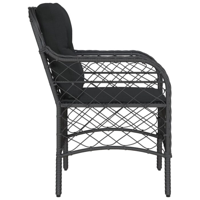 Chaises de jardin avec coussins lot de 2 noir résine tressée – Image 4